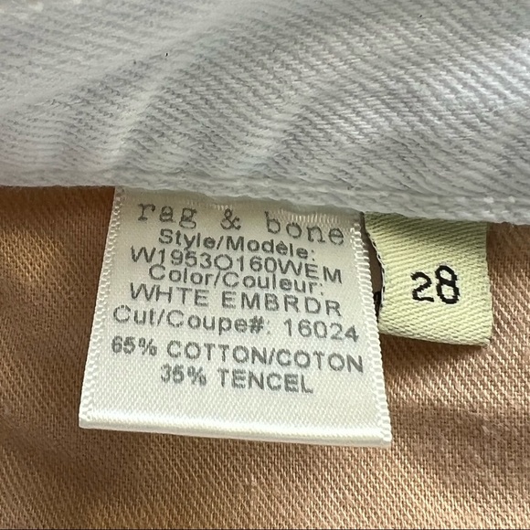Rag & Bone Justine Short White Embroidered Size 28 - Picture 9 of 9